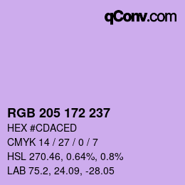 颜色代码: RGB 205 172 237 | qconv.com
