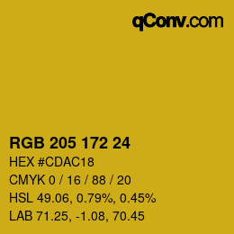 Color code: RGB 205 172 24 | qconv.com