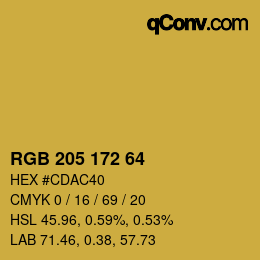 Color code: RGB 205 172 64 | qconv.com