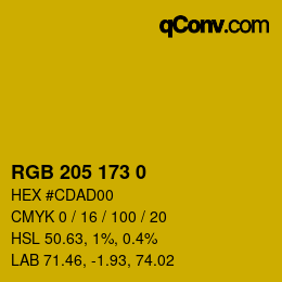 カラーコード: RGB 205 173 0 | qconv.com