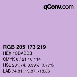 Farbcode: RGB 205 173 219 | qconv.com