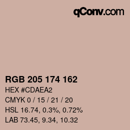 カラーコード: RGB 205 174 162 | qconv.com