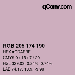 Código de color: RGB 205 174 190 | qconv.com