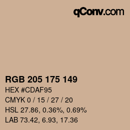 カラーコード: RGB 205 175 149 | qconv.com