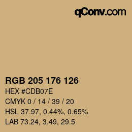 Farbcode: RGB 205 176 126 | qconv.com