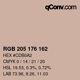 Color code: RGB 205 176 162 | qconv.com