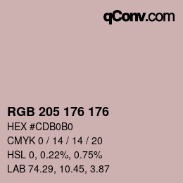 カラーコード: RGB 205 176 176 | qconv.com