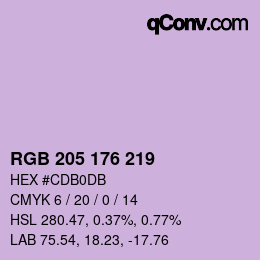 Color code: RGB 205 176 219 | qconv.com