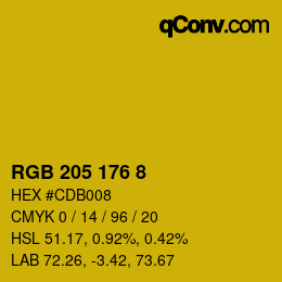 カラーコード: RGB 205 176 8 | qconv.com