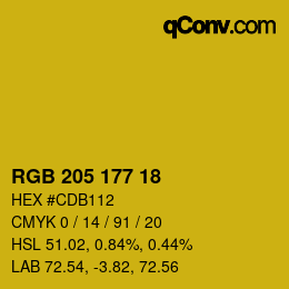 Farbcode: RGB 205 177 18 | qconv.com
