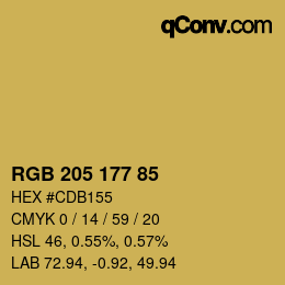 Color code: RGB 205 177 85 | qconv.com