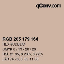 Farbcode: RGB 205 179 164 | qconv.com