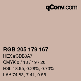 Código de color: RGB 205 179 167 | qconv.com