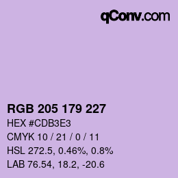 カラーコード: RGB 205 179 227 | qconv.com