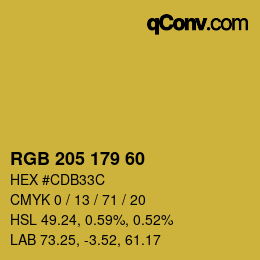 颜色代码: RGB 205 179 60 | qconv.com