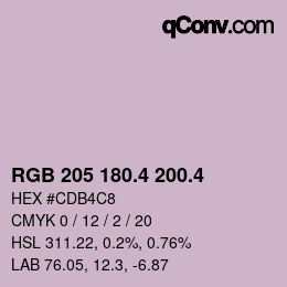 カラーコード: RGB 205 180.4 200.4 | qconv.com