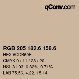 カラーコード: RGB 205 182.6 158.6 | qconv.com