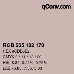 Código de color: RGB 205 182 178 | qconv.com