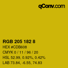 カラーコード: RGB 205 182 8 | qconv.com