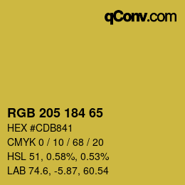 颜色代码: RGB 205 184 65 | qconv.com