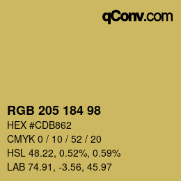 颜色代码: RGB 205 184 98 | qconv.com