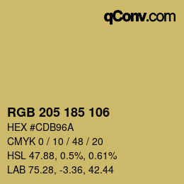 颜色代码: RGB 205 185 106 | qconv.com