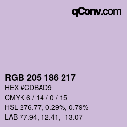 Farbcode: RGB 205 186 217 | qconv.com