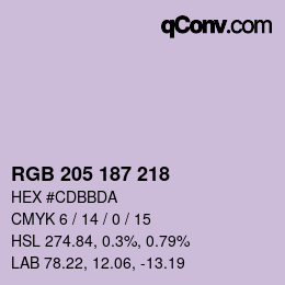 颜色代码: RGB 205 187 218 | qconv.com