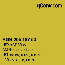颜色代码: RGB 205 187 53 | qconv.com