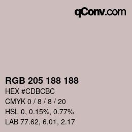 Farbcode: RGB 205 188 188 | qconv.com