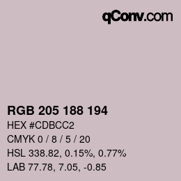 カラーコード: RGB 205 188 194 | qconv.com