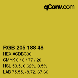 Color code: RGB 205 188 48 | qconv.com