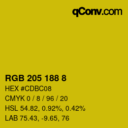 Color code: RGB 205 188 8 | qconv.com