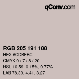 Farbcode: RGB 205 191 188 | qconv.com