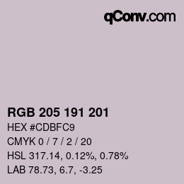 颜色代码: RGB 205 191 201 | qconv.com