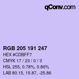 Farbcode: RGB 205 191 247 | qconv.com