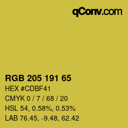 Color code: RGB 205 191 65 | qconv.com