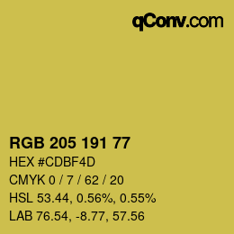 颜色代码: RGB 205 191 77 | qconv.com