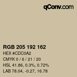 カラーコード: RGB 205 192 162 | qconv.com