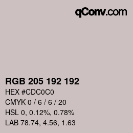 Color code: RGB 205 192 192 | qconv.com