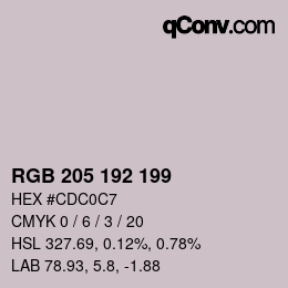 Color code: RGB 205 192 199 | qconv.com