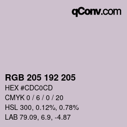 Color code: RGB 205 192 205 | qconv.com