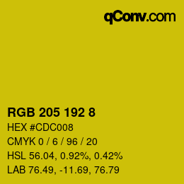 Color code: RGB 205 192 8 | qconv.com