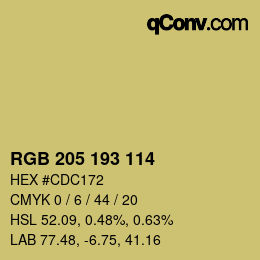 Color code: RGB 205 193 114 | qconv.com