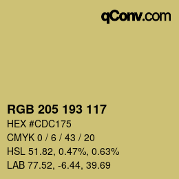 颜色代码: RGB 205 193 117 | qconv.com