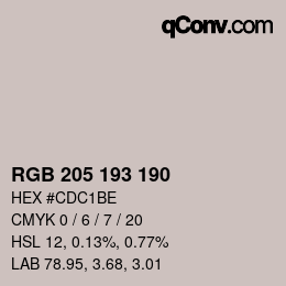 Farbcode: RGB 205 193 190 | qconv.com