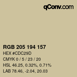 カラーコード: RGB 205 194 157 | qconv.com