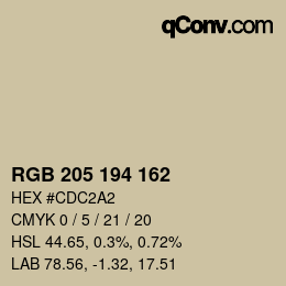Color code: RGB 205 194 162 | qconv.com
