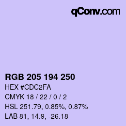 Farbcode: RGB 205 194 250 | qconv.com