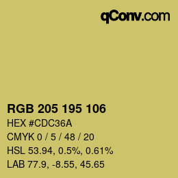 颜色代码: RGB 205 195 106 | qconv.com
